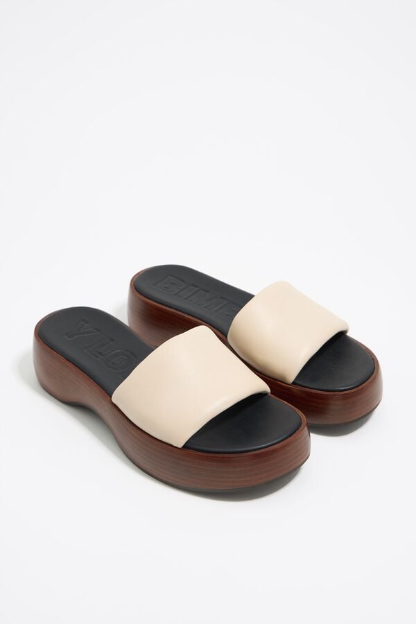 Bimba & Lola Sandaal Plateauzool Leer Wit