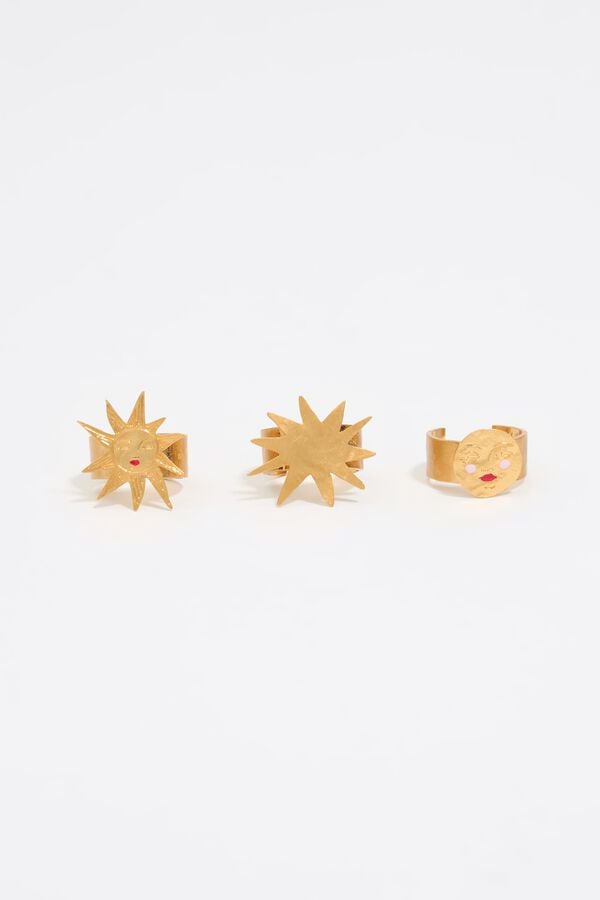 Bimba & Lola Set Drie Ringen Zon En Maan Goudkleurig