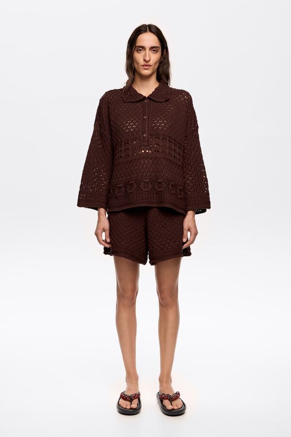 Bimba & Lola Short Crochet Donkerbruin
