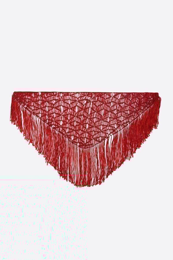 bimba & lola Sjaal gevlochten franjes rood