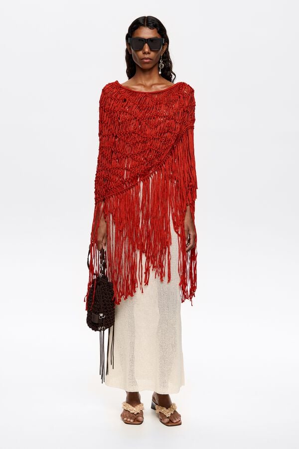 Bimba & Lola Sjaal Gevlochten Franjes Rood