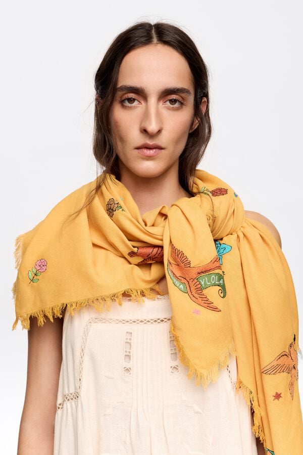 Bimba & Lola Sjaal Katoen Geborduurde Dieren