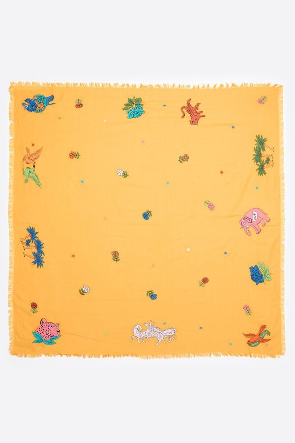 Bimba & Lola Sjaal Katoen Geborduurde Dieren