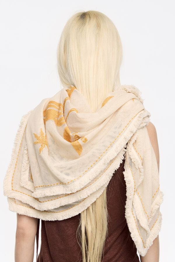 Bimba & Lola Sjaal Mesh Palmboom Geborduurd