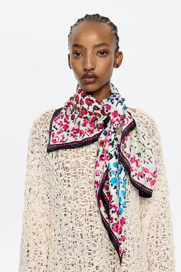 Bimba & Lola Sjaaltje Bloemen En Lijst Wit