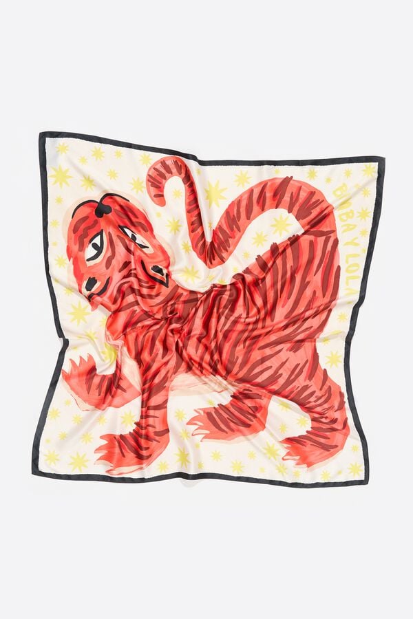 Bimba & Lola Sjaaltje Getekende Tijger Koraalrood