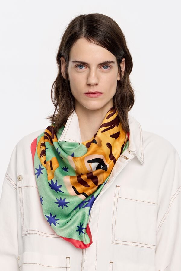 Bimba & Lola Sjaaltje Getekende Tijger Oker