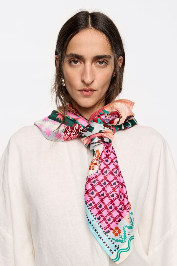 Bimba & Lola Sjaaltje Patchwork Print Veelkleurig