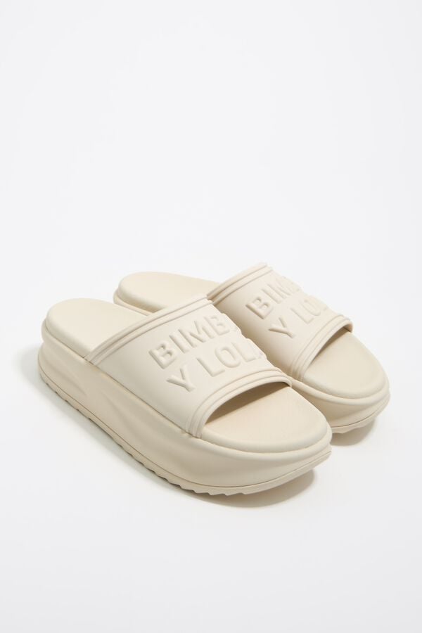 Bimba & Lola Slippers Plateauzool Ivoorwit