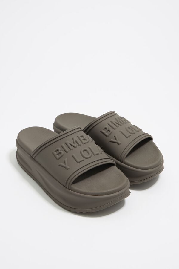 Bimba & Lola Slippers Plateauzool Kaki