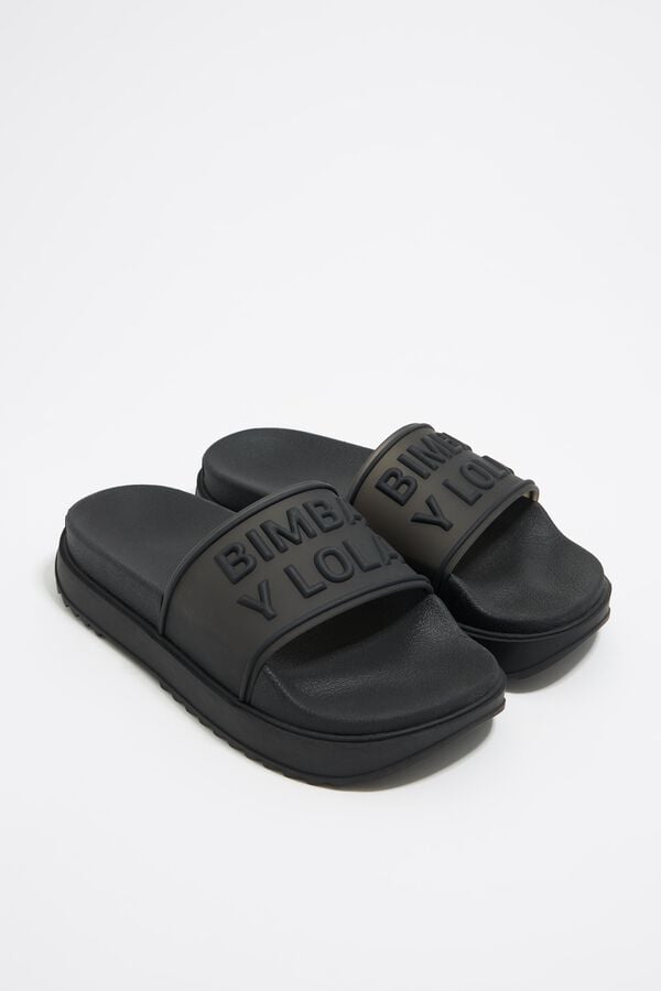 Bimba & Lola Slippers Plateauzool Zwart