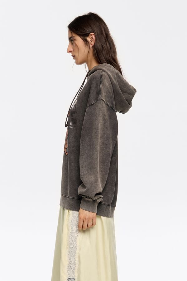 Bimba & Lola Sweatshirt Capuchon Foil Logo Zwart