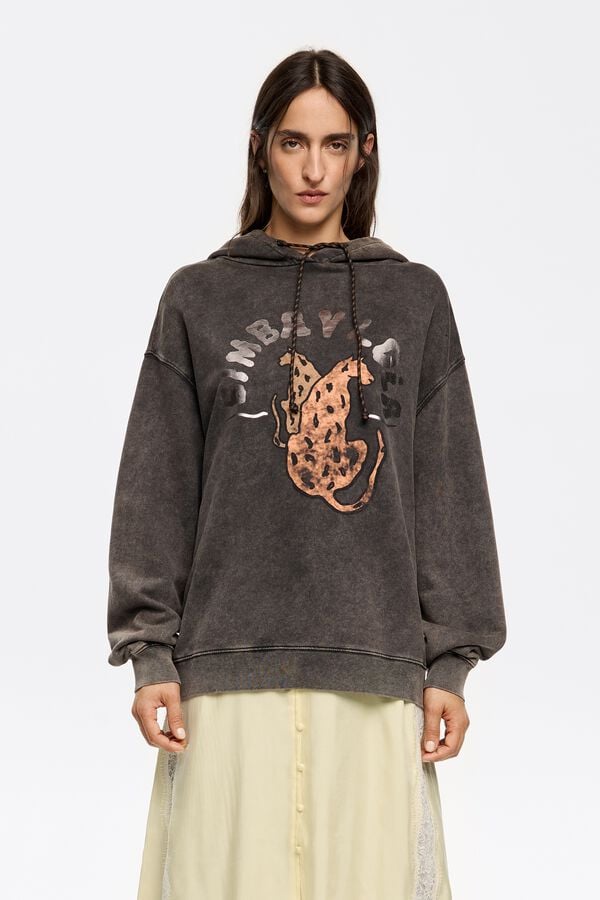 bimba & lola Sweatshirt capuchon foil logo zwart