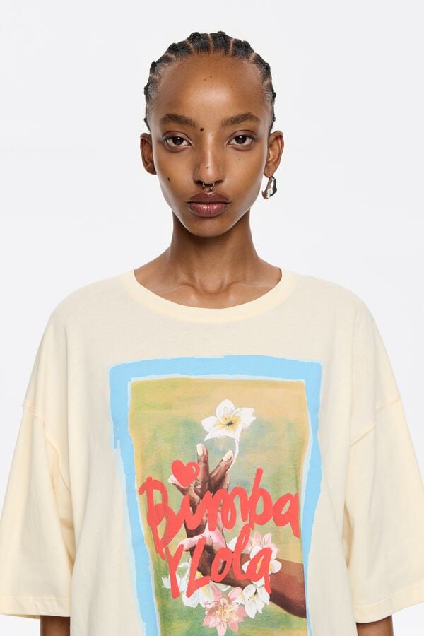 Bimba & Lola T-shirt Oversized Logo Geel
