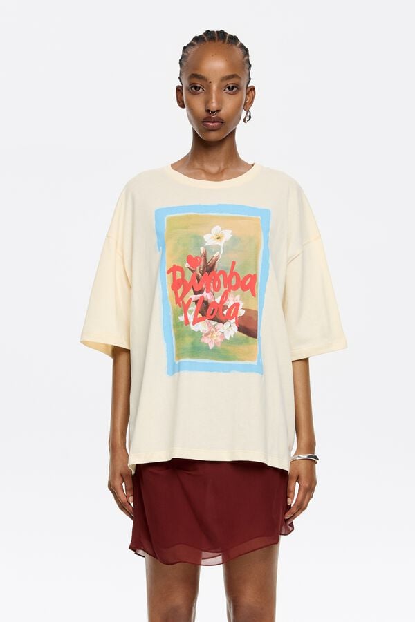 Bimba & Lola T-shirt Oversized Logo Geel