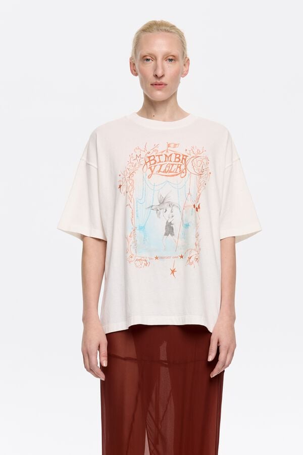 Bimba & Lola T-shirt Oversized Logo Ivoorwit