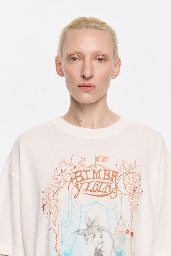Bimba & Lola T-shirt Oversized Logo Ivoorwit