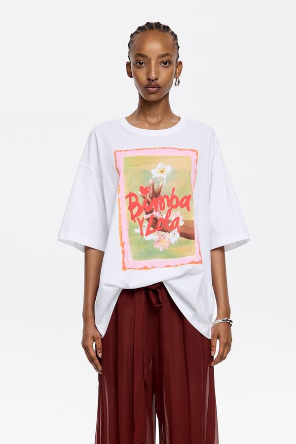 bimba & lola T-shirt oversized logo wit