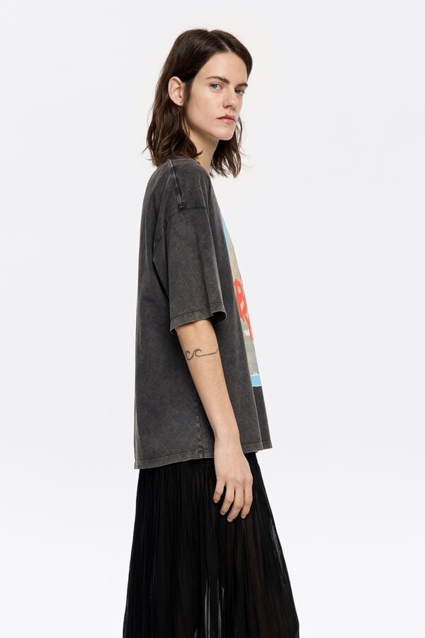 Bimba & Lola T-shirt Oversized Logo Zwart