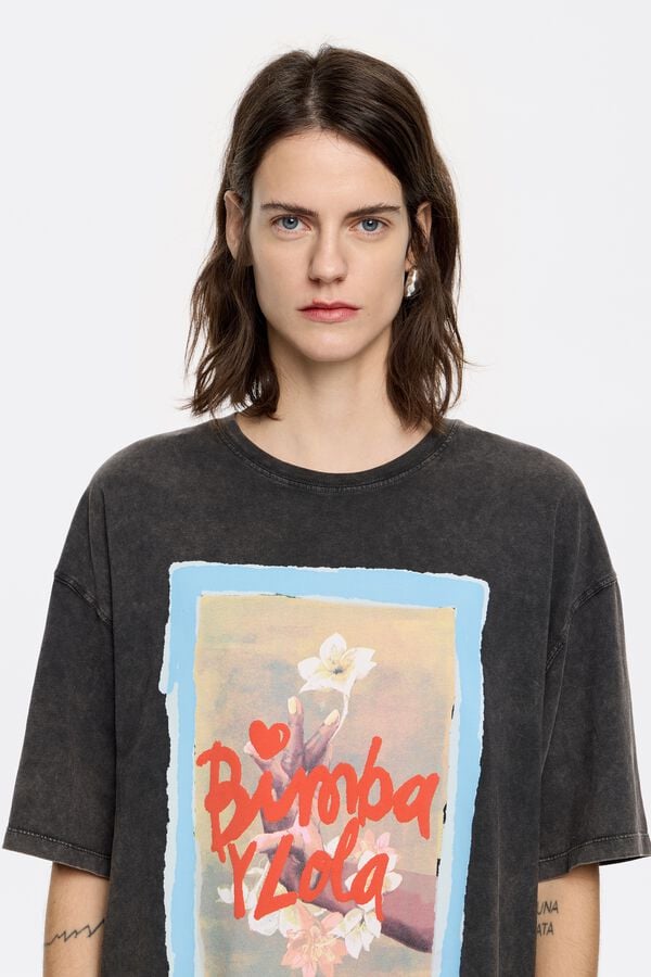 Bimba & Lola T-shirt Oversized Logo Zwart