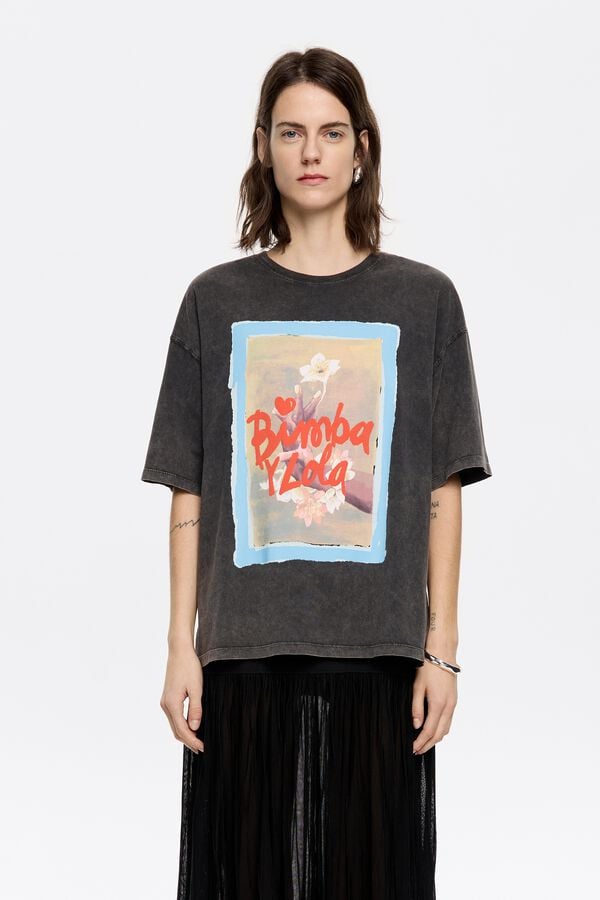 Bimba & Lola T-shirt Oversized Logo Zwart