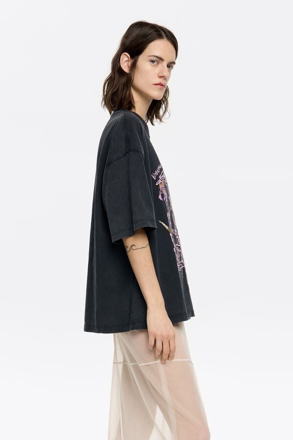 Bimba & Lola T-shirt Oversized Logo Zwart