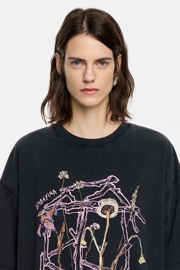Bimba & Lola T-shirt Oversized Logo Zwart