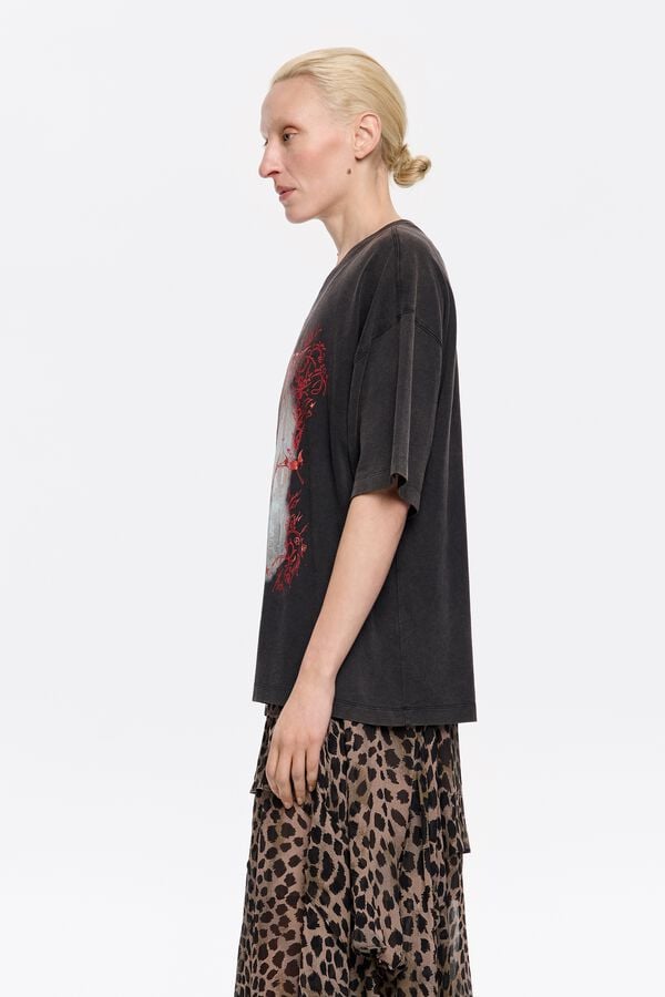 Bimba & Lola T-shirt Oversized Logo Zwart