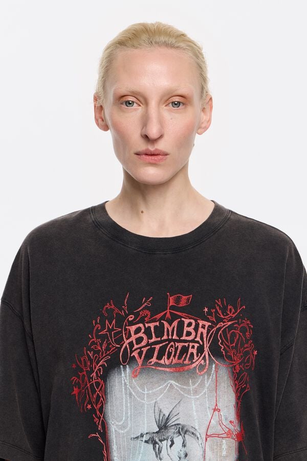 Bimba & Lola T-shirt Oversized Logo Zwart