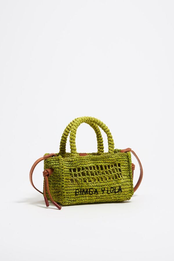 bimba & lola Tas raffia klein limegroen