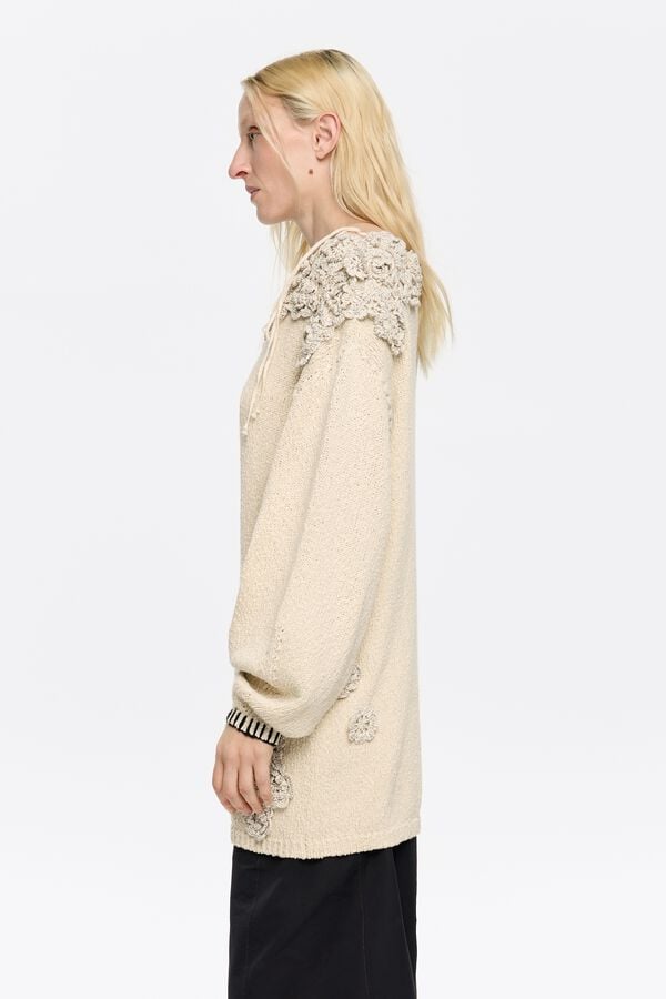 Bimba & Lola Trui Bloemen Crochet Zand