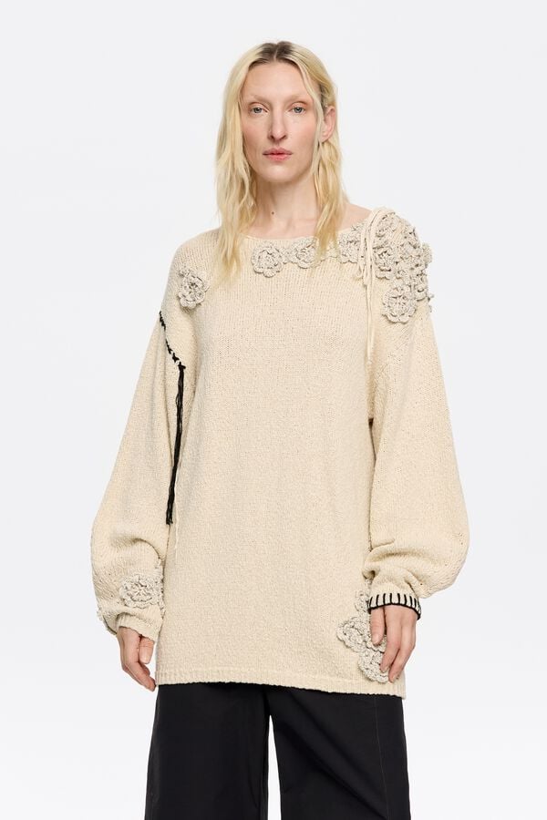 bimba & lola Trui bloemen crochet zand