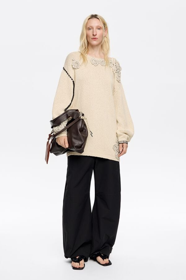 bimba & lola Trui bloemen crochet zand