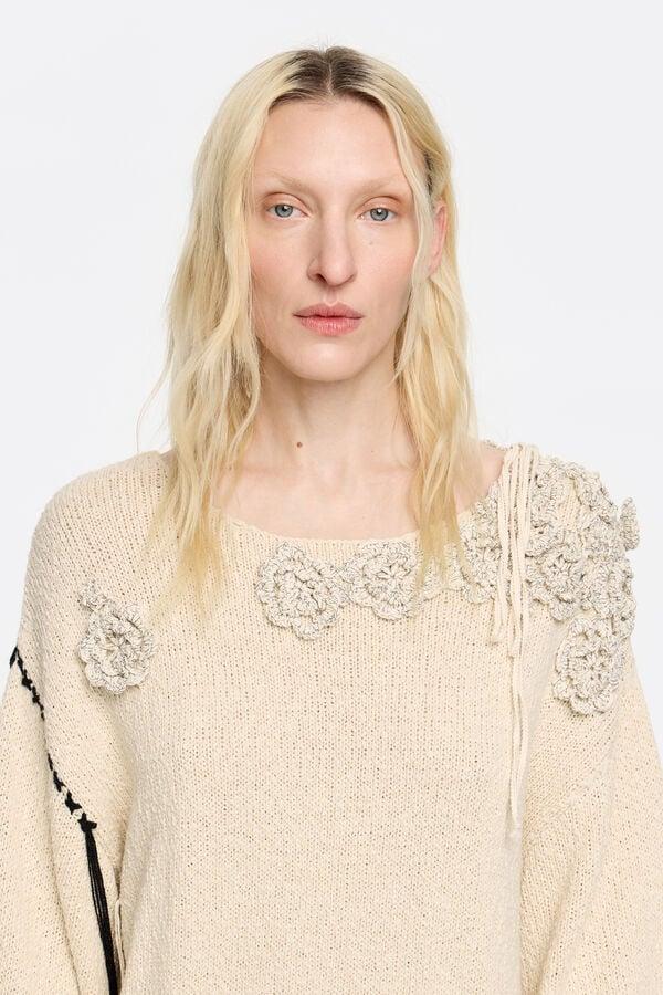 bimba & lola Trui bloemen crochet zand