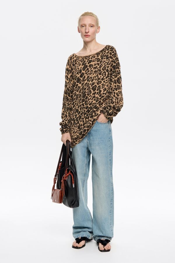 bimba & lola Trui gebreid fantasy luipaard naturel