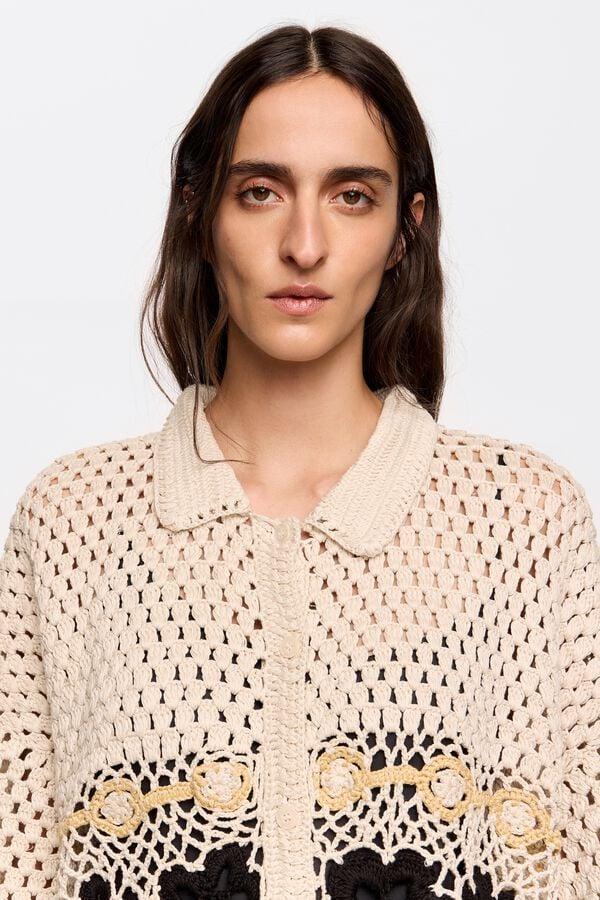 Bimba & Lola Vest Oversized Crochet Beige