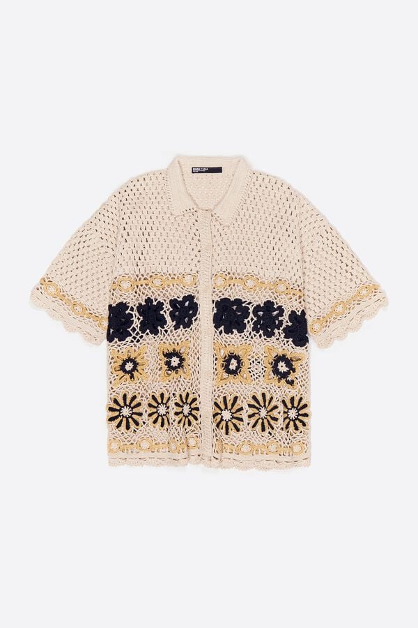 bimba & lola Vest oversized crochet beige