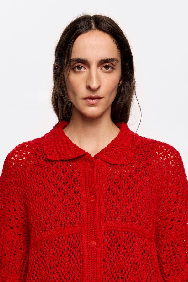 Bimba & Lola Vest Oversized Crochet Rood