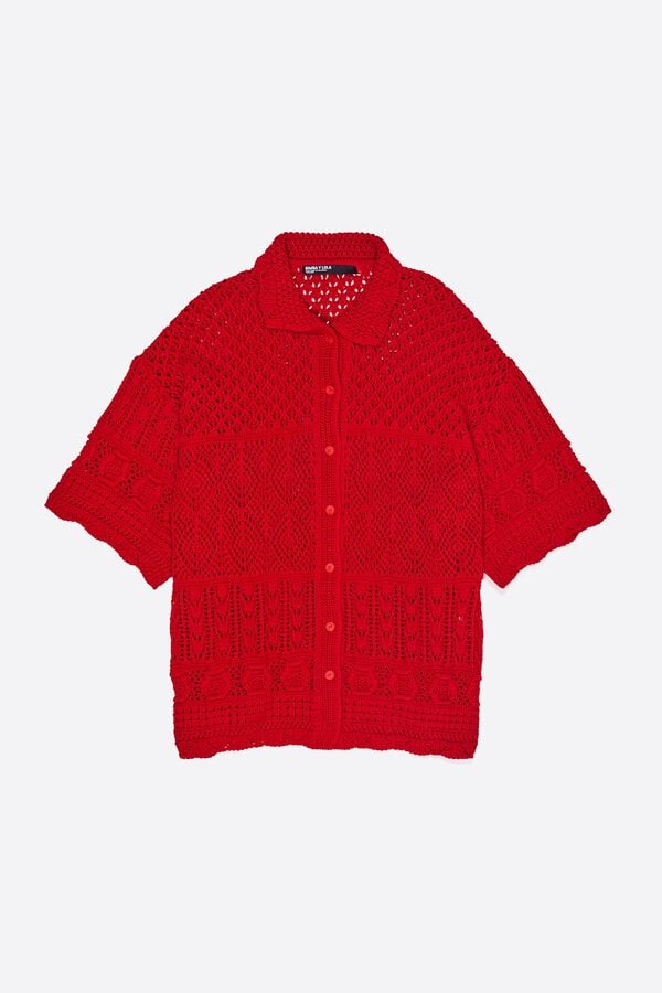 bimba & lola Vest oversized crochet rood