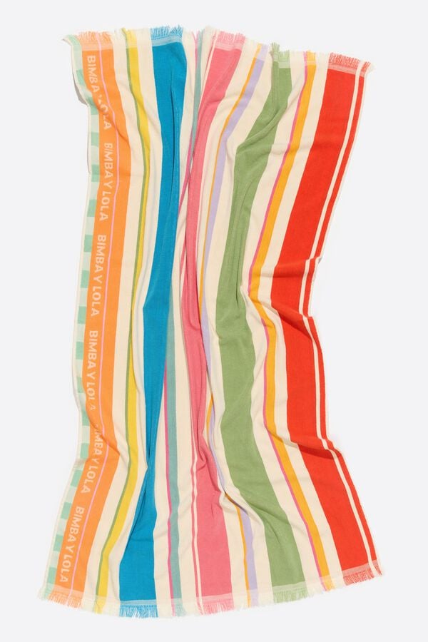 Bimba & Lola Handdoek Katoen Strepen Veelkleurig Groen