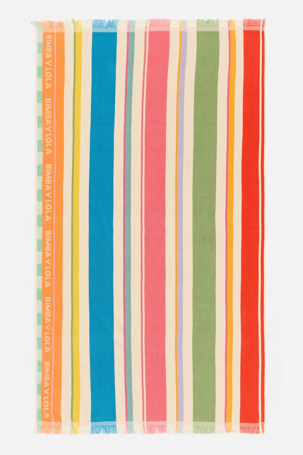 bimba & lola Handdoek katoen strepen veelkleurig groen