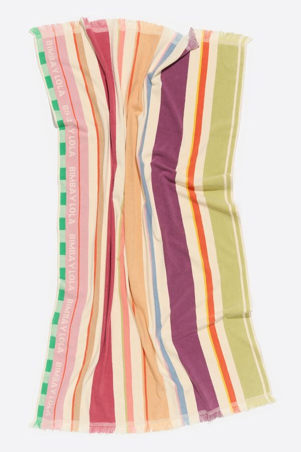 Bimba & Lola Handdoek Katoen Strepen Veelkleurig Paars