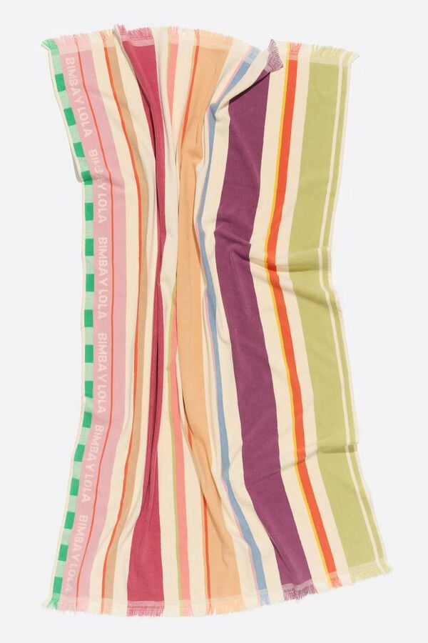 Bimba & Lola Handdoek Katoen Strepen Veelkleurig Paars