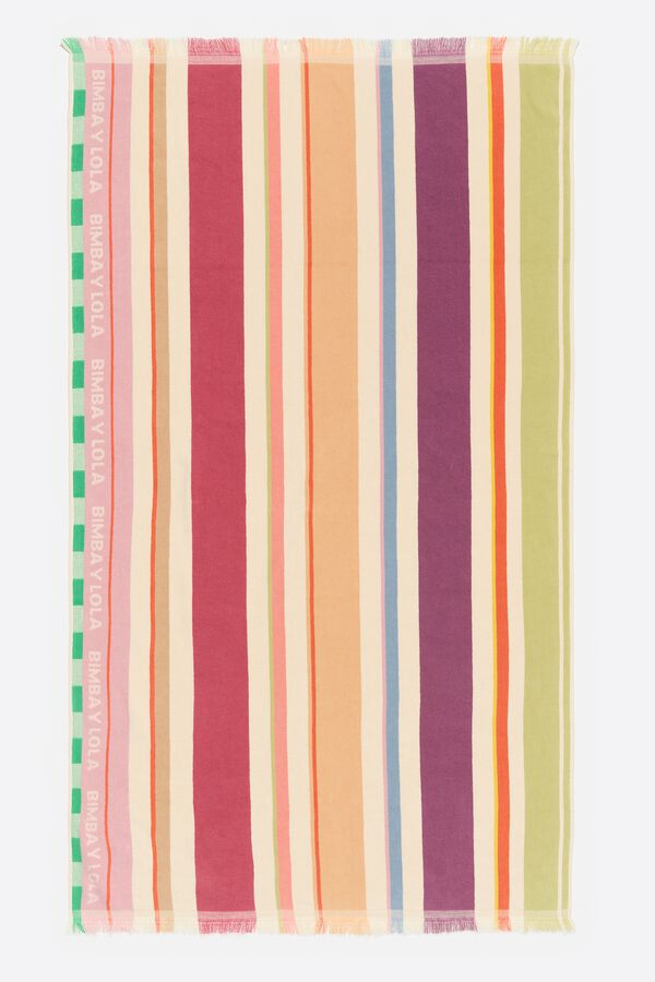 bimba & lola Handdoek katoen strepen veelkleurig paars