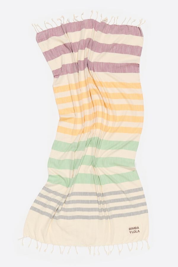 Bimba & Lola Handdoek Strepen Veelkleurig Bordeauxrood