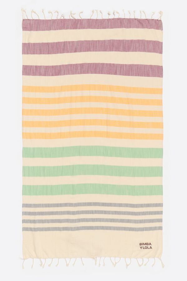 bimba & lola Handdoek strepen veelkleurig bordeauxrood