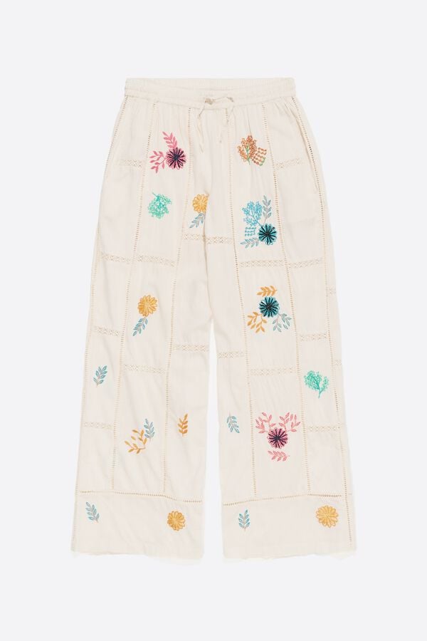 bimba & lola Joggingbroek borduursel veelkleurig crème