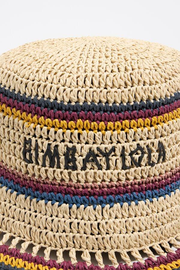 Bimba & Lola Muts Raffia Papier Naturel Stroken Kleur