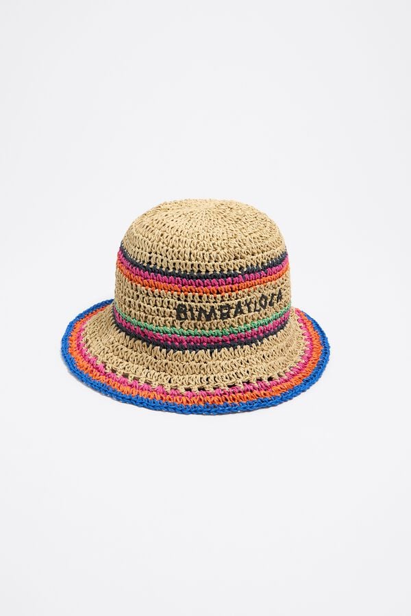 Bimba & Lola Muts Raffia Papier Naturel Stroken Kleur