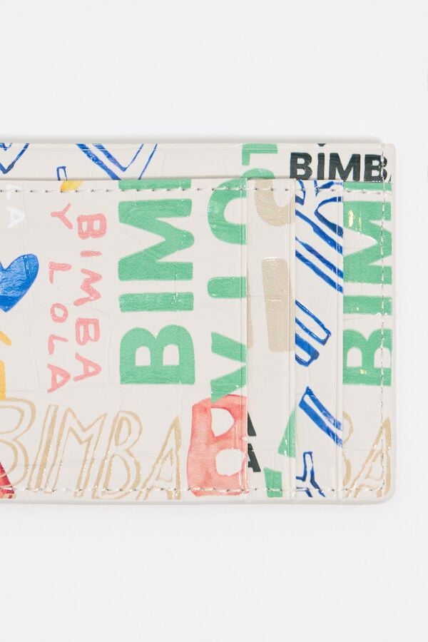 Bimba & Lola Pasjeshouder Krokostructuur BIMBA Logo's Ivoorwit